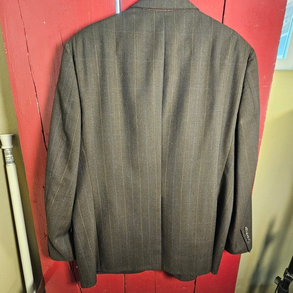 Hart‎ Schaffner Marx Mens Blazer Brown Windowpane Sport Coat 2 Button VTG